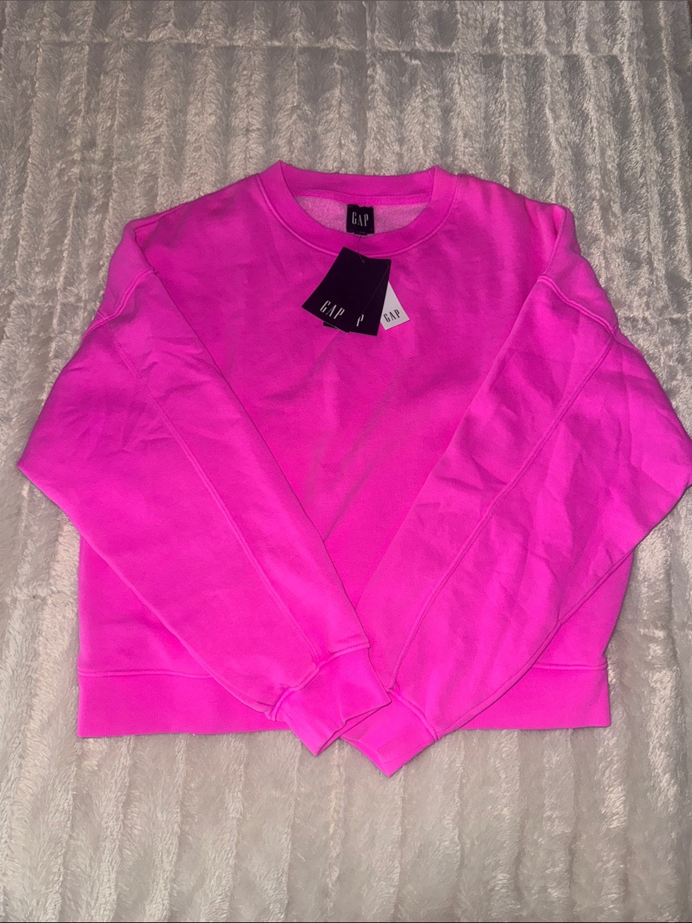 GAP Women's Hot Pink Crewneck Cropped Sweatshirt